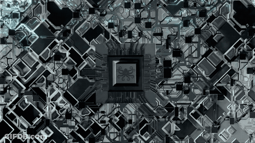 Computer Chip With Octopus On Circuit Board GIF