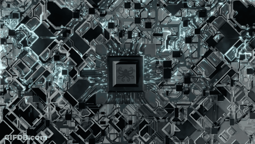 Computer Chip With Octopus On Circuit Board GIF