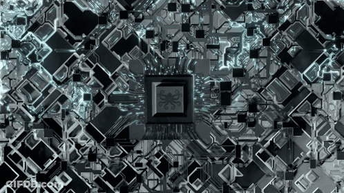Computer Chip With Octopus On Circuit Board GIF