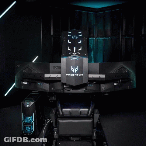 Computer Desk With Predator Logo GIF