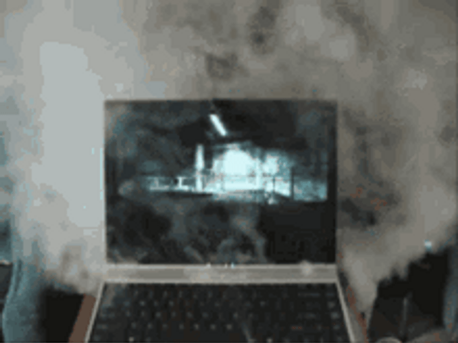 Computer Emitting Smoke GIF