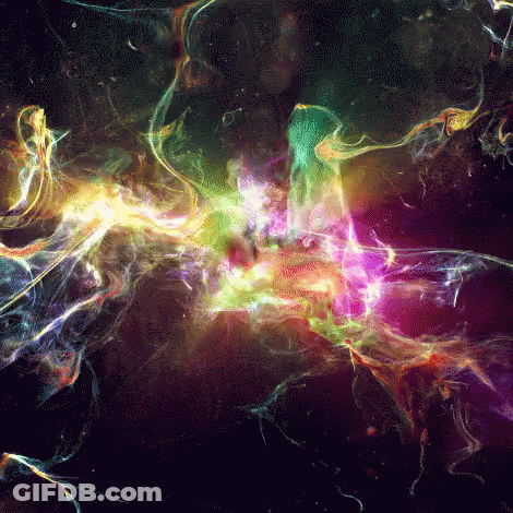 Computer Generated Galaxy With Rainbow Colors GIF