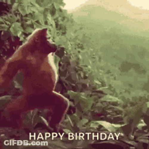 Computer Generated Monkey Weird Birthday Dance GIF