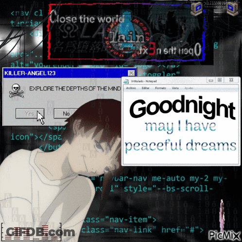 Computer Screen Notepad Saying Goodnight May I Have Peaceful Dreams GIF
