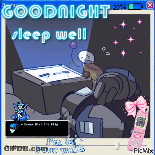 Computer Screen Saying Goodnight Sleep Well With Pink Phone GIF