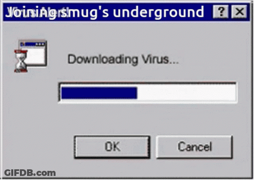 Computer Screen Saying Joining A Mug's Underground GIF