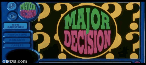 Computer Screen Saying Major Decision In Circle GIF