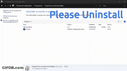 Computer Screen Saying Please Uninstall In Blue Letters GIF