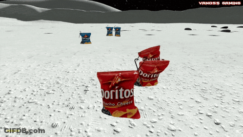 Computer Screen Showing Doritos Bags In Video Game GIF