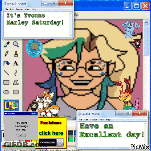 Computer Screen Showing Marley Saturday Drawing GIF