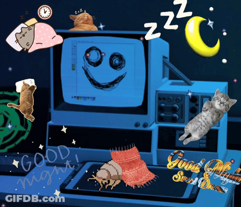 Computer Screen With Face Saying Good Night GIF