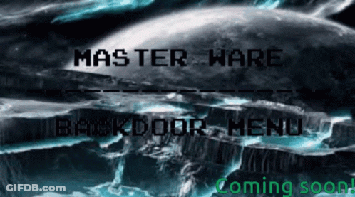 Computer Screen With Masterware And Backdoor Menu Coming Soon GIF