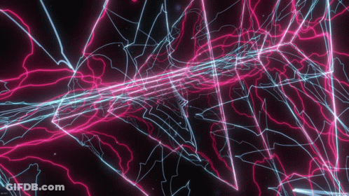 Computer Screen With Red And Blue Light Lines GIF