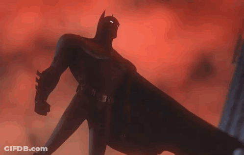 Computer Screen With Silhouette Of Man In Cape GIF