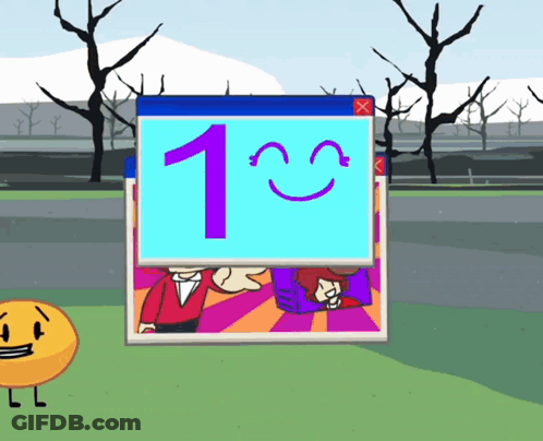 Computer Screen With Smiley Face And Number 1 GIF