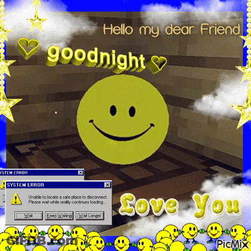 Computer Screen With Smiley Hello My Dear Friend GIF