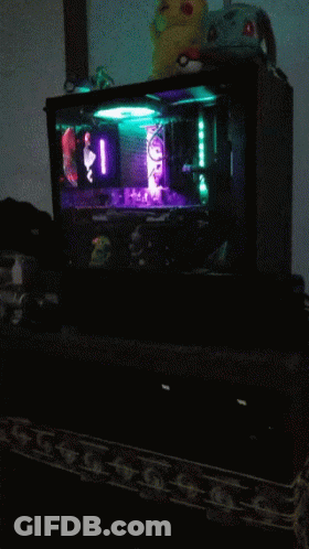 Computer With Purple Light Behind It GIF