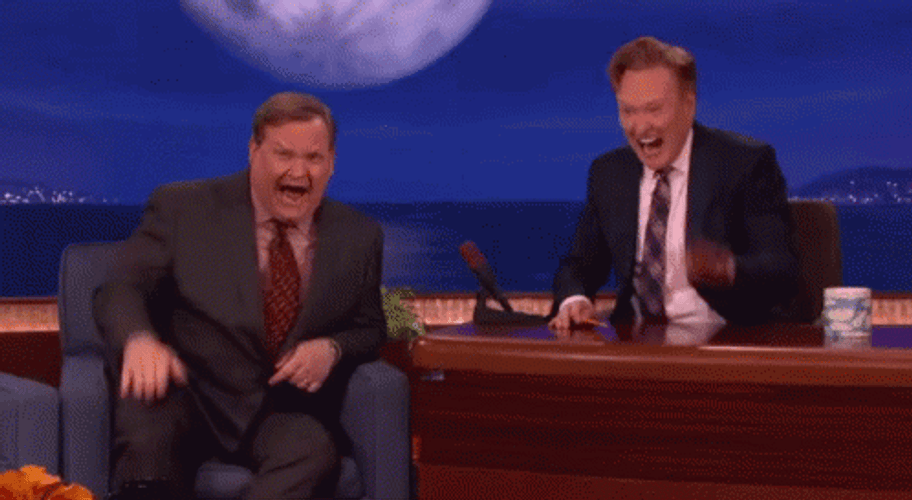 Conan O'Brien And Andy Richter Knee Slap GIF