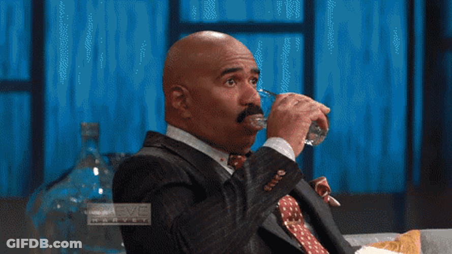 Concerned Steve Harvey Drinking Water GIF