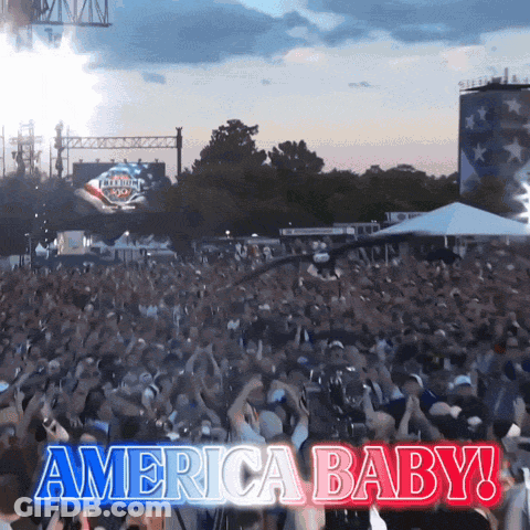 Concert Crowd America Baby Red White Blue GIF