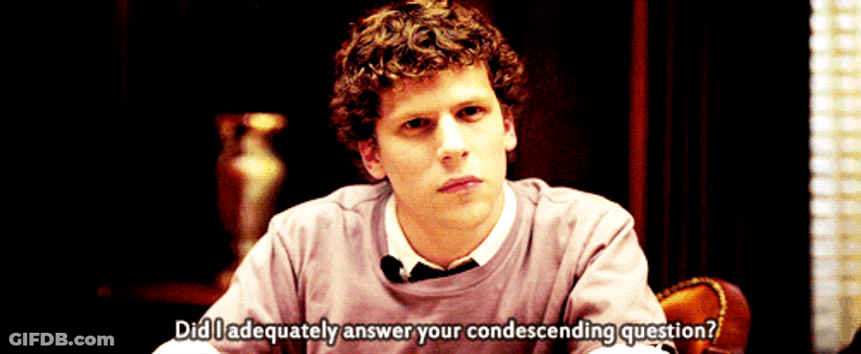 Condescending Question Jesse Eisenberg Reaction GIF