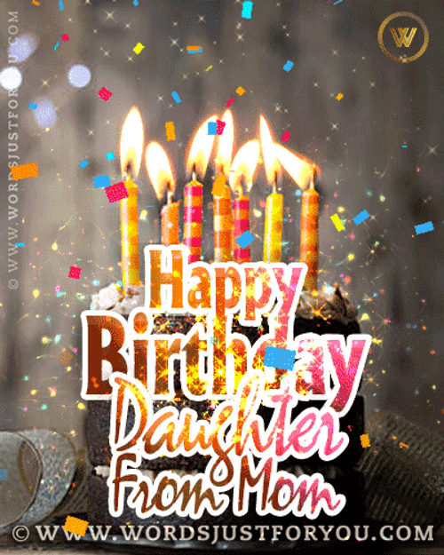 Confetti And Candles Happy Birthday Daughter Design GIF