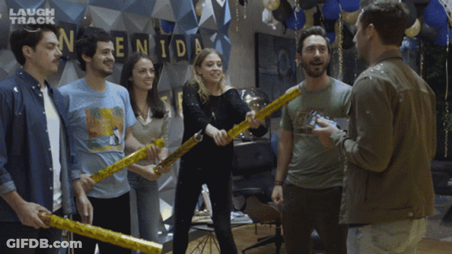 Confetti Cannon Hit The Boy GIF