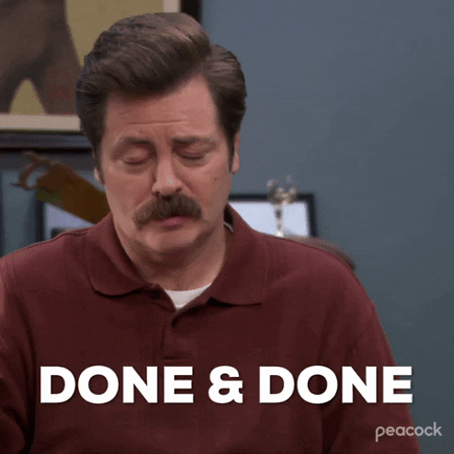 Confident Ron Swanson Done Nod GIF