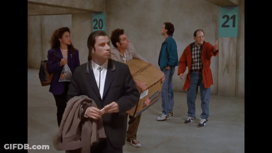Confused Actor John Travolta With Seinfeld Characters GIF