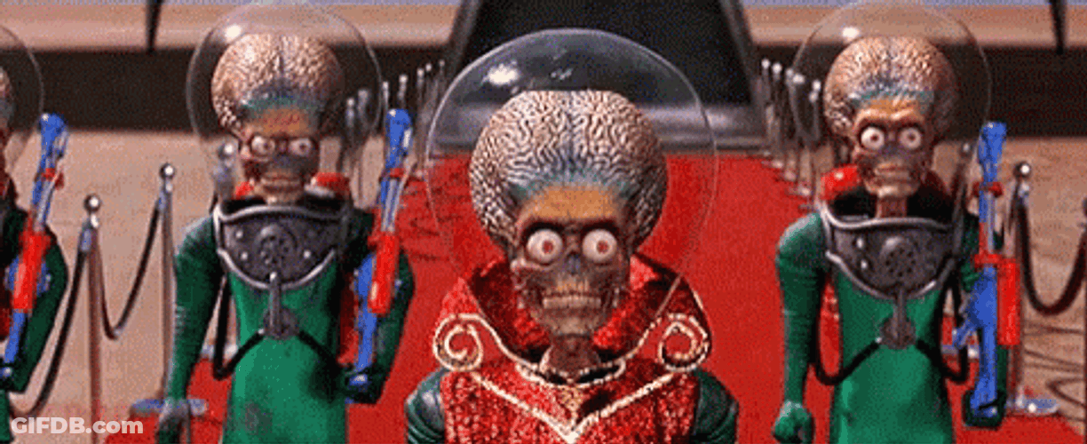 Confused Aliens Mars Attacks GIF