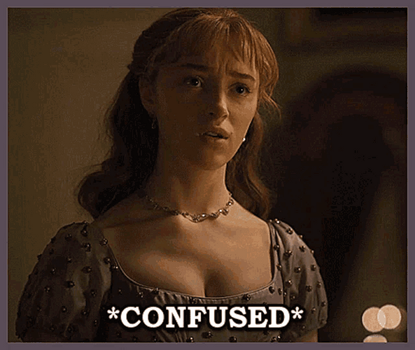 Confused Bridgerton Phoebe Dynevor GIF