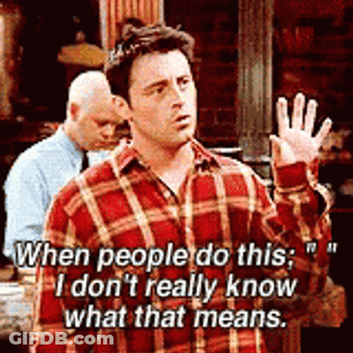 Confused Joey Air Quotes GIF