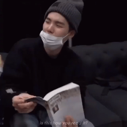 Confused Suga Reading Book GIF