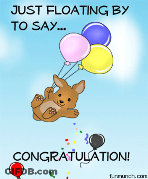 Congrats Bunny Balloon Fun Art GIF