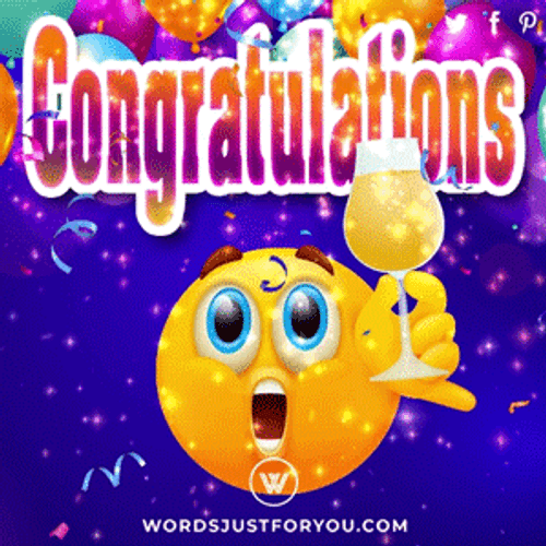 Congrats Emoji Raising Glass GIF