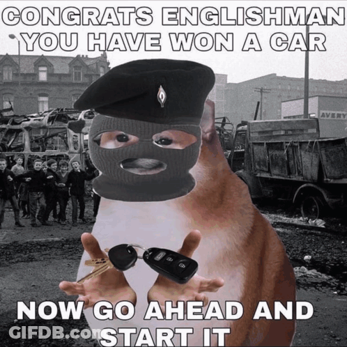 Congrats Englishman You Have Won A Car Now Go Ahead And Start It GIF
