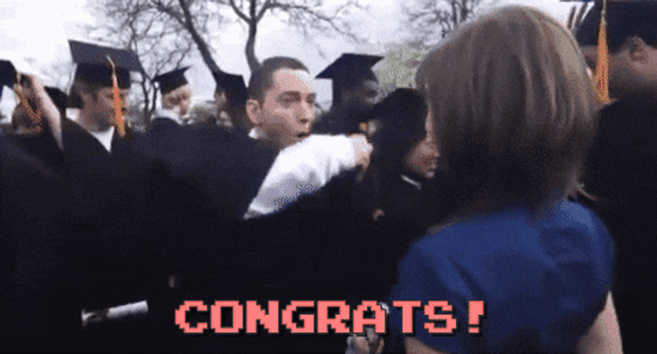 Congrats Graduation Cap Toss Meme GIF