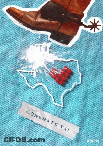 Congrats TX Card With Cowboy Boot And Cherries GIF