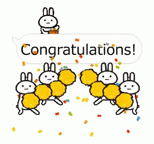 Congratulation Cheerleading Bunnies GIF