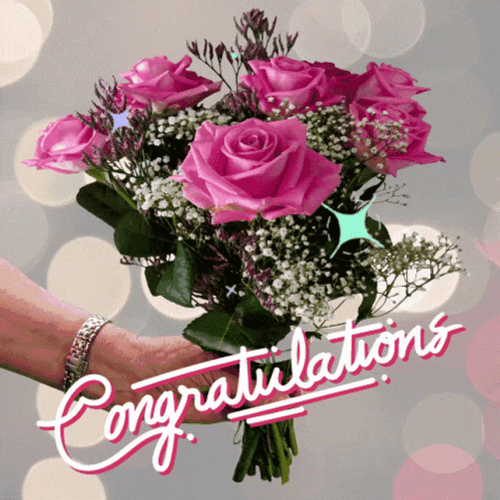 Congratulation Pink Roses GIF