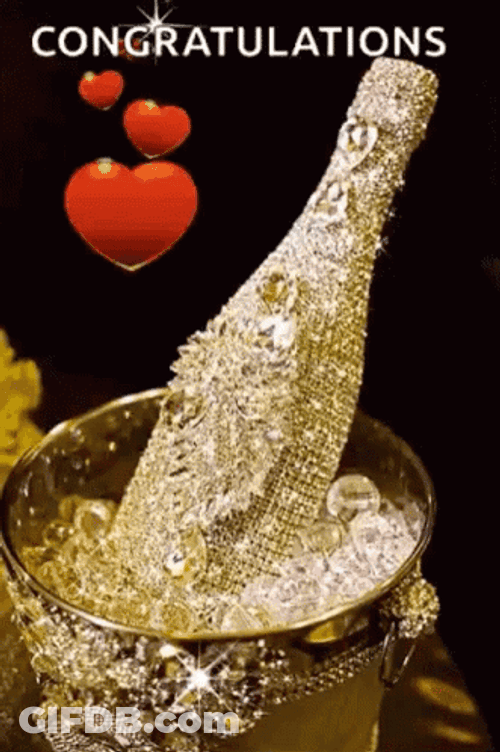 Congratulation Sparkling Champagne Bottle GIF