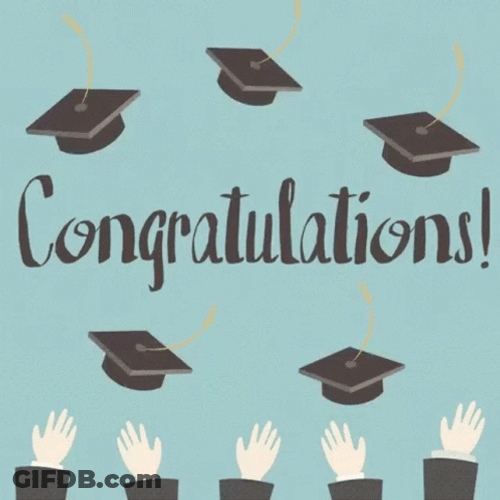 Congratulations Animated Graduation Flying Cap GIF