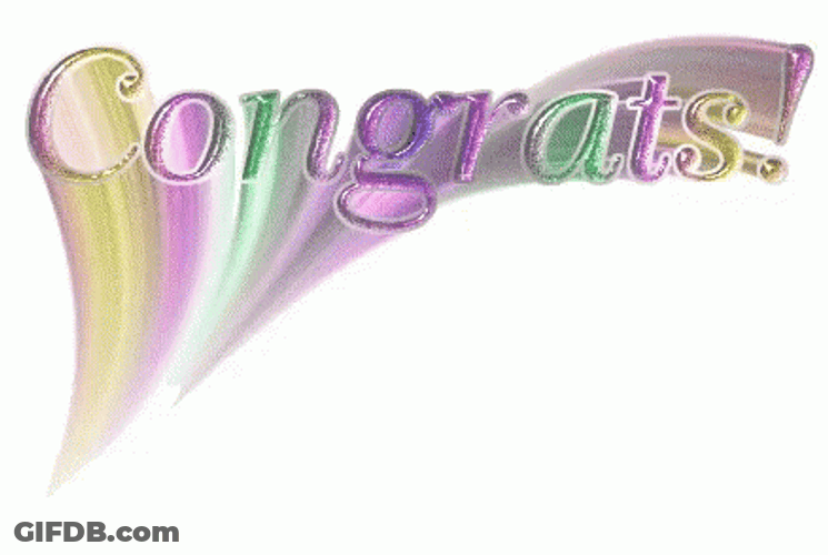 Congratulations Animated Text With Sparkling Color Pastel GIF