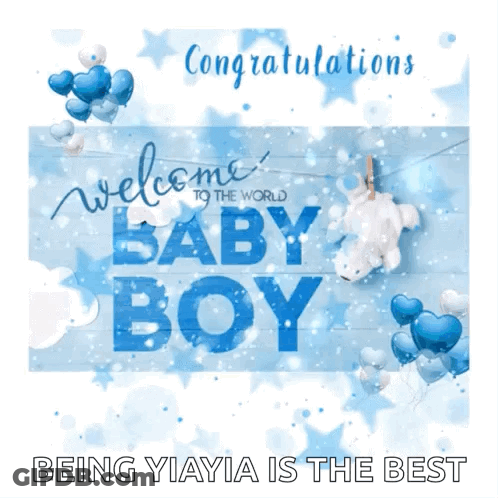 Congratulations Baby Boy Teddy Bear Balloons GIF