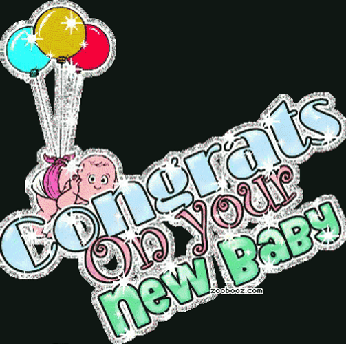 Congratulations Baby Tied To Balloons GIF