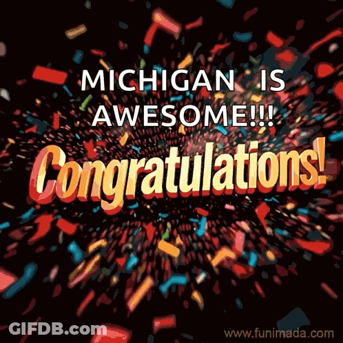 Congratulations Card Michigan Is Awesome Confetti GIF
