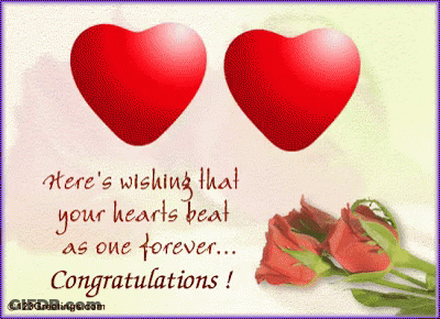 Congratulations Card Wishing Hearts Beat As One GIF