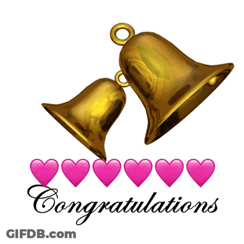 Congratulations Card With Bells And Hearts GIF