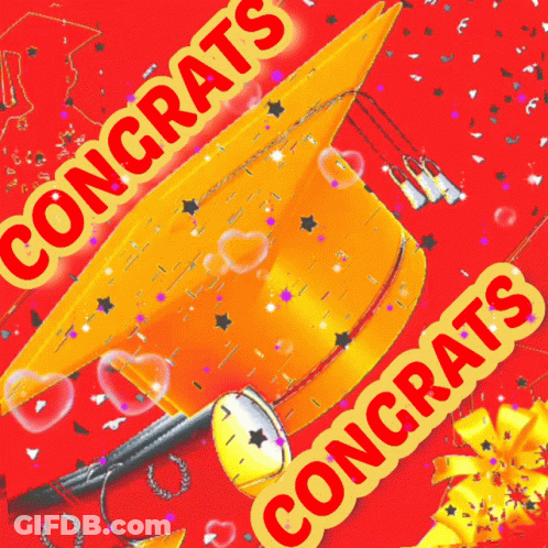 Congratulations Card With Graduation Cap GIF