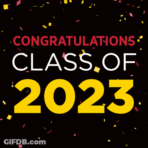 Congratulations Class Of 2023 With Confetti Falling GIF